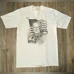Vintage 1991 Joe Kaufenberg General Norman Scharzkopf  Portrait Shirt Size M
